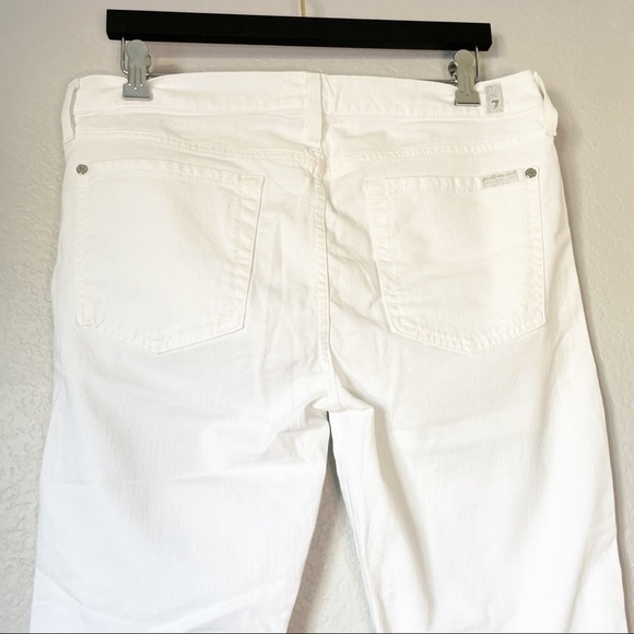 7 FOR ALL MANKIND Button Fly High Rise Raw Hem White Jeans 32 - Picture 4 of 8